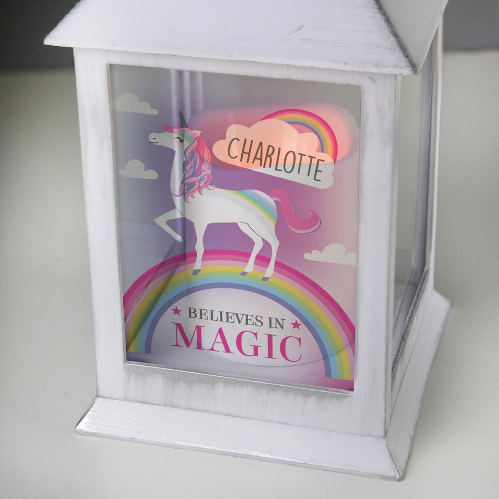 Personalised Unicorn Frost White Lantern Extra Image 1